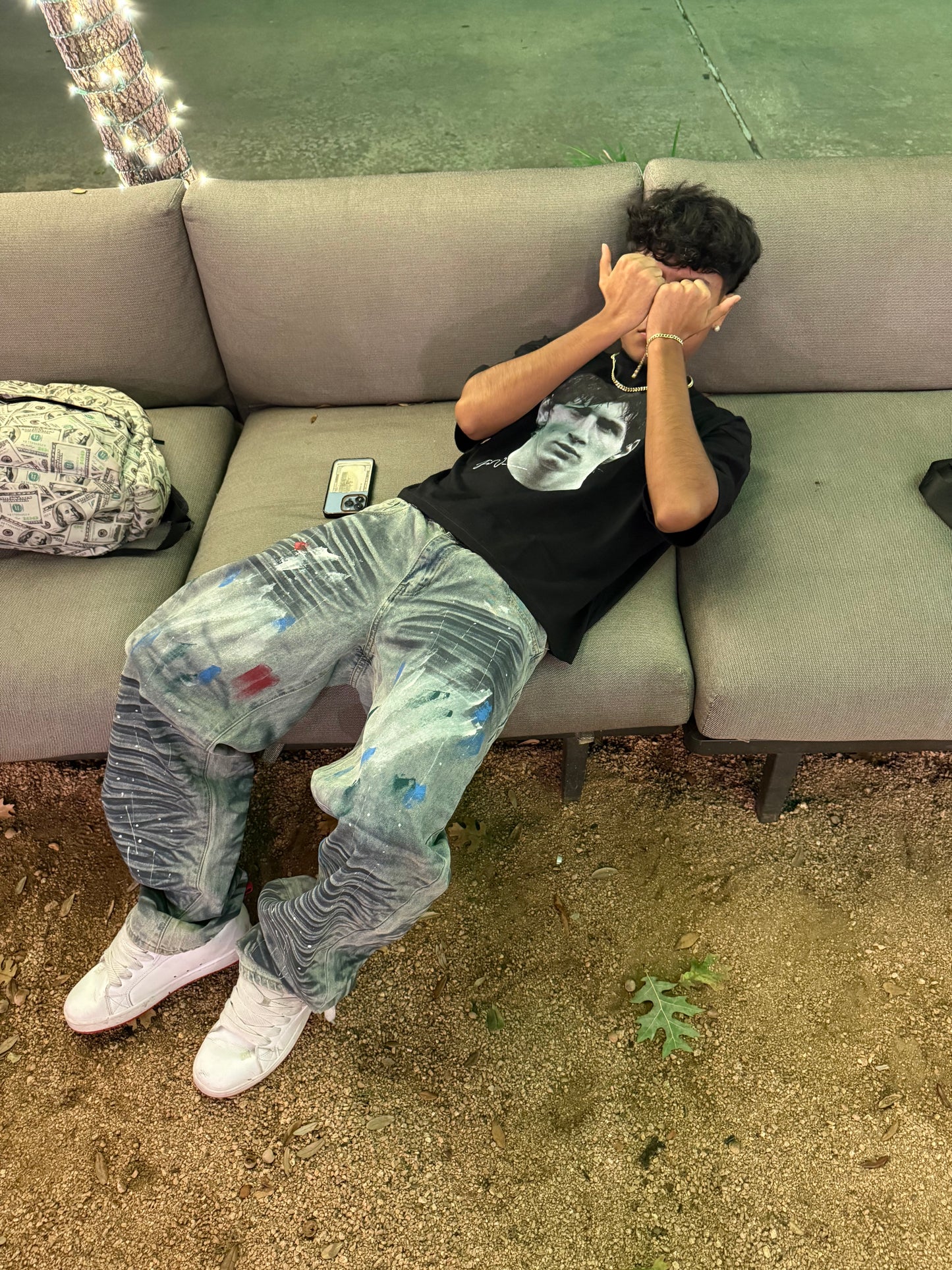 Camiseta negra boxy fit Messi