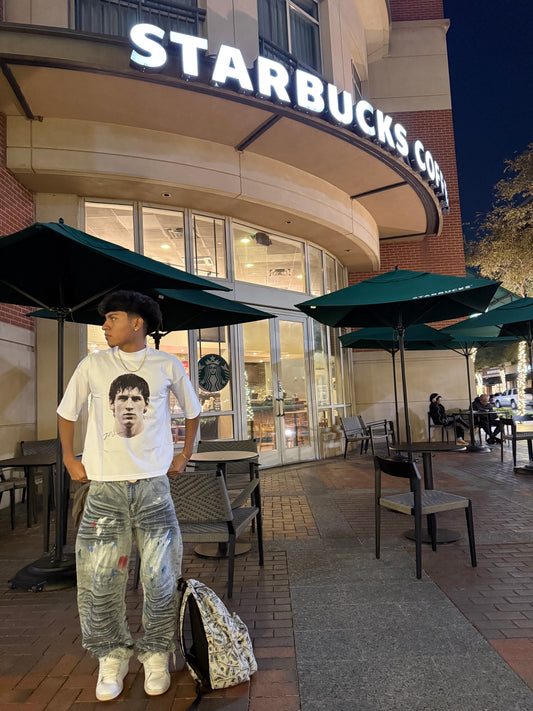 Camiseta blanca boxy fit Messi